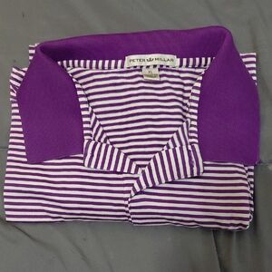 Peter Millar Purple and White Striped Polo